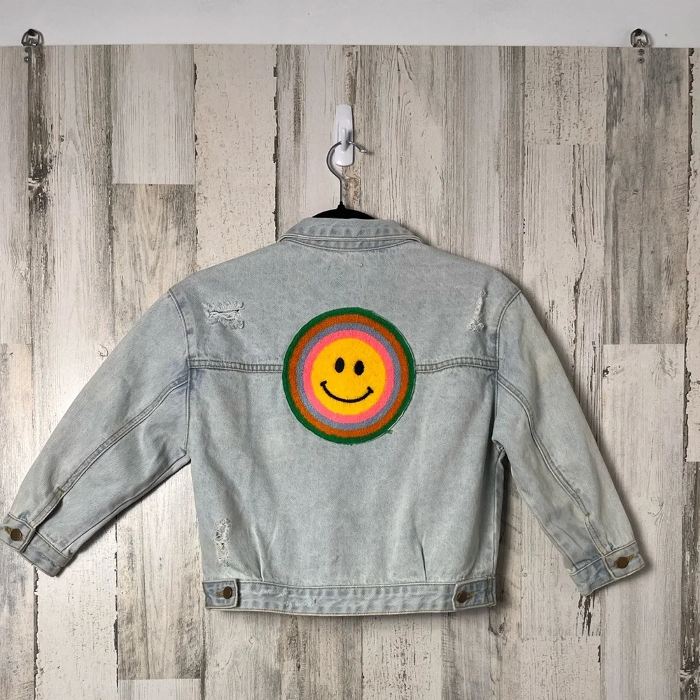 Petite Hailey Girls' Patched Denim Jacket - Little Kid, Big Kid size 10